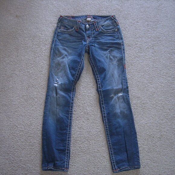 Like New Excellent Condition True Religion Women Super T Jeans sz 27 Made in USA - Picture 1 of 6